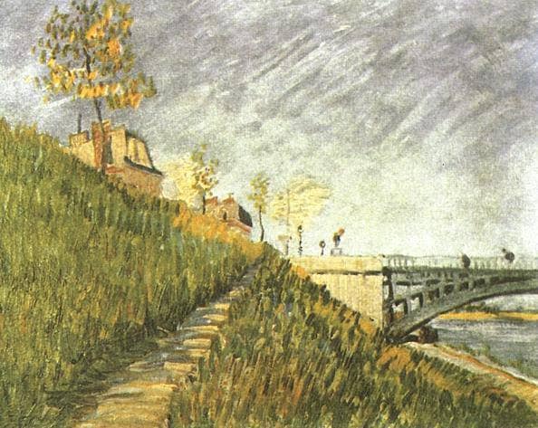 Banks of the Seine near Pont de Clichy by Vincent van Gogh — hand-painted landscape oil painting reproduction on canvas