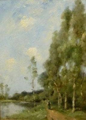 Banks of the Seine by Paul Trouillebert — hand-painted botanical oil painting reproduction on canvas