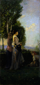 Country scene with figures by Cristiano Banti, religious oil painting wall art, Realism