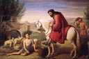 Domenico, son of Pacio, colonist found drawing sheep by his master Beccafumi, from whom he then had the surname by Cristiano Banti — male oil painting wall art, Romanticism