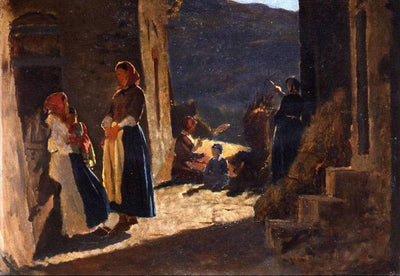 Meeting of peasant women by Cristiano Banti — oil painting reproduction