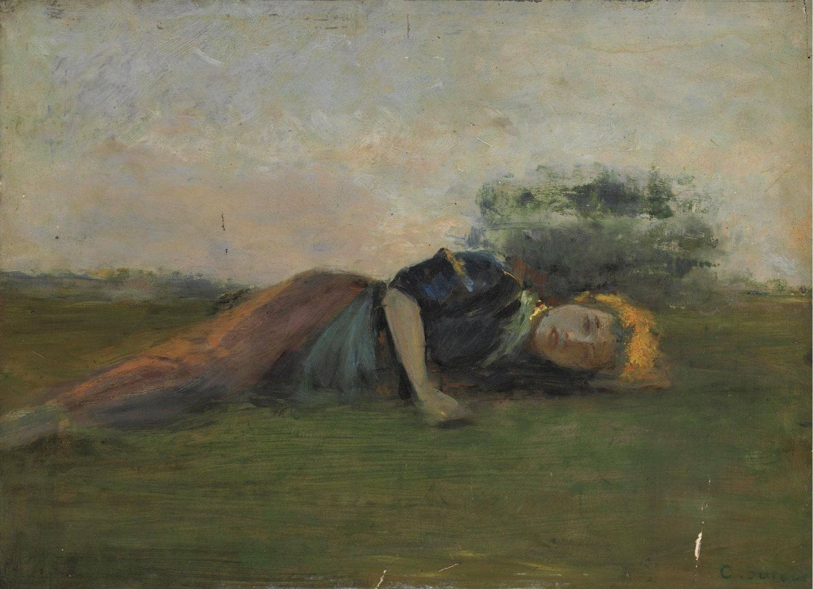 On the grass