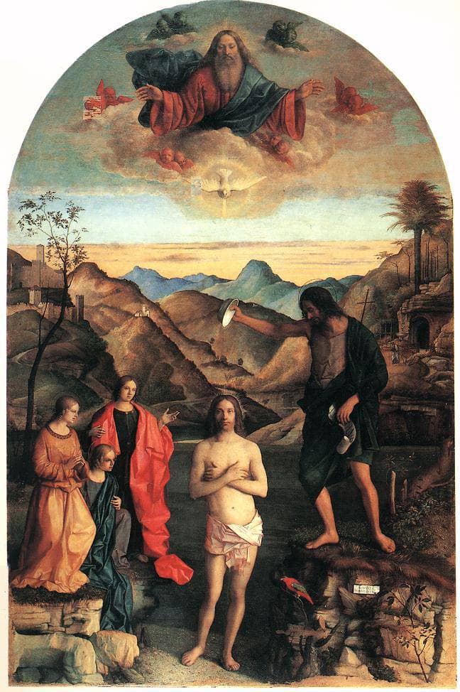 Baptism of Christ, St. John Altarpiece by Giovanni Bellini — hand-painted cultural oil painting reproduction on canvas