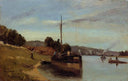 Barges at Le Roche Guyon by Camille Pissarro — seascapes oil painting wall art, Realism