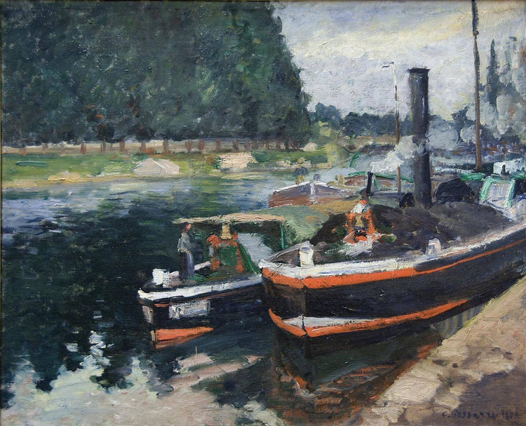 Barges on Pontoise - Camille Pissarro