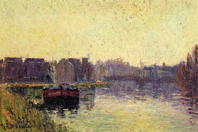 Barges on the Oise by Gustave Loiseau — hand-painted architectural oil painting reproduction on canvas