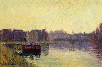 Barges on the Oise by Gustave Loiseau — hand-painted architectural oil painting reproduction on canvas