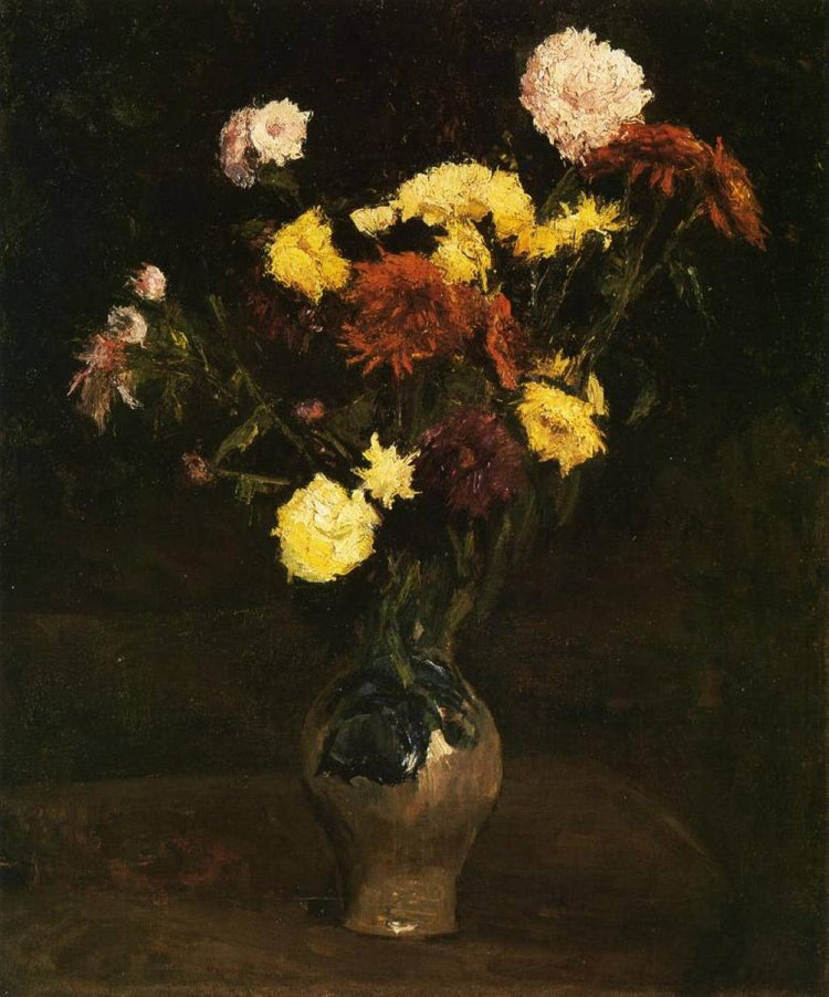 Basket of Carnations and Zinnias - Vincent van Gogh