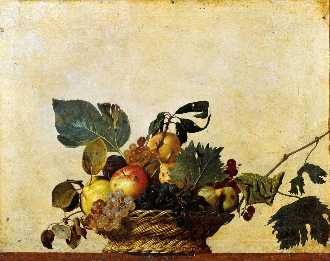 Basket of Fruit by Caravaggio — hand-painted botanical oil painting reproduction on canvas