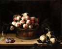 Basket of Peaches, with Quinces, and Plums by Louise Moillon — hand-painted botanical oil painting reproduction on canvas