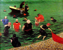 Bathing in Etretat by Felix Vallotton — hand-painted landscape oil painting reproduction on canvas
