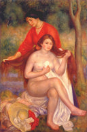 Bather and maid (The Toilet) by Pierre-Auguste Renoir — female oil painting wall art, Impressionism