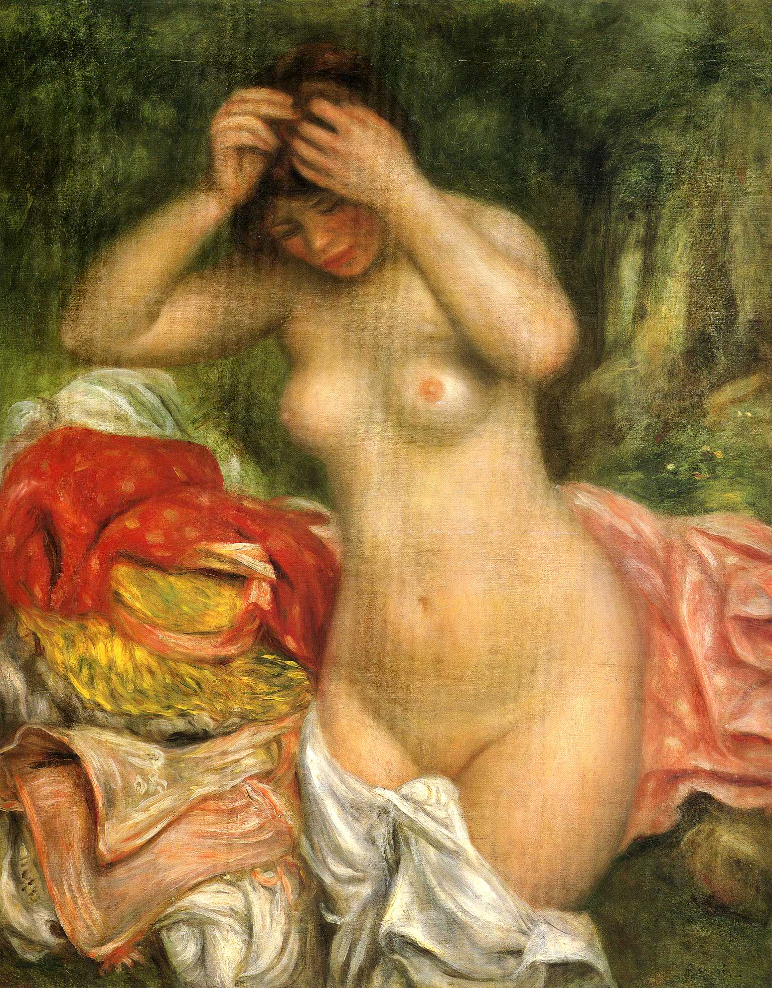 Bather Arranging her Hair - Pierre-Auguste Renoir