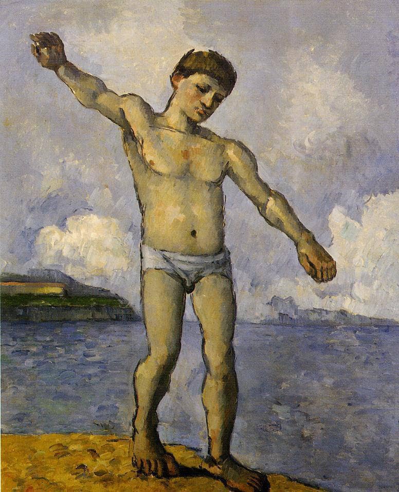 Bather with Outstreched Arms by Paul Cezanne — hand-painted portrait oil painting reproduction on canvas
