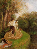 Bathers 2 by Camille Pissarro — group oil painting wall art, Impressionism