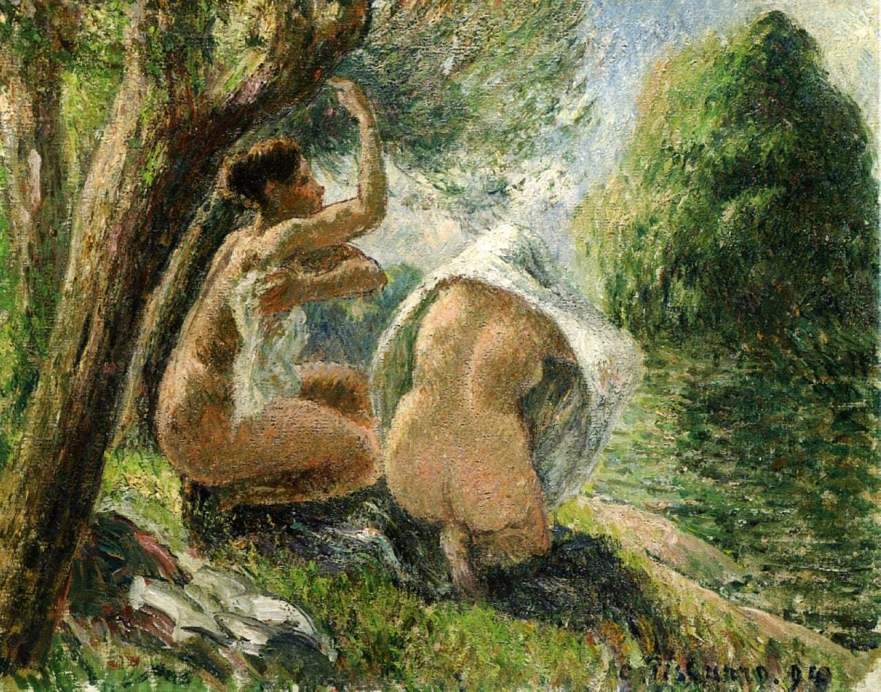 Bathers 3 - Camille Pissarro