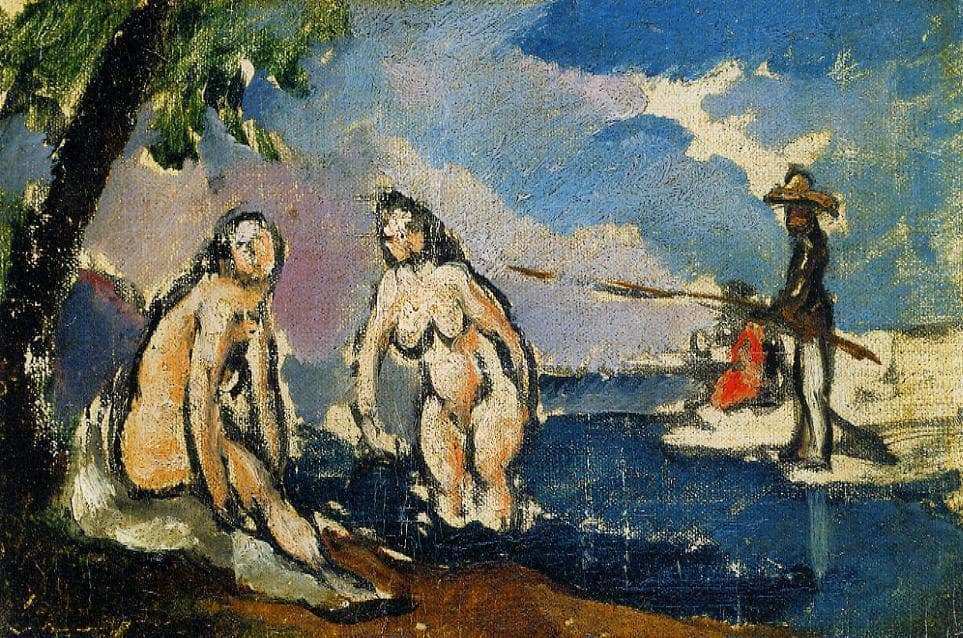 Bathers and Fisherman with a Line by Paul Cezanne — hand-painted portrait oil painting reproduction on canvas