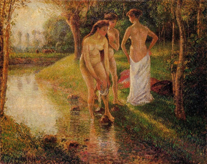 Bathers by Camille Pissarro — hand-painted abstract oil painting reproduction on canvas