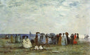 Bathers on the Beach at Trouville by Eugene Boudin — hand-painted landscape oil painting reproduction on canvas