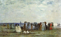 Bathers on the Beach at Trouville by Eugene Boudin — hand-painted landscape oil painting reproduction on canvas