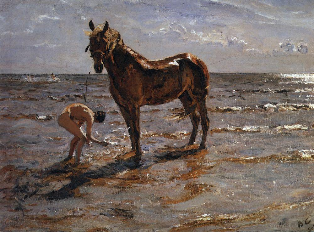 Bathing a Horse - Valentin Serov