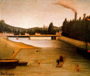 Bathing at Alfortville by Henri Rousseau — hand-painted architectural oil painting reproduction on canvas