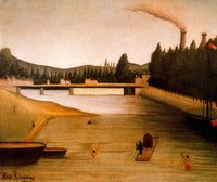 Bathing at Alfortville by Henri Rousseau — hand-painted architectural oil painting reproduction on canvas