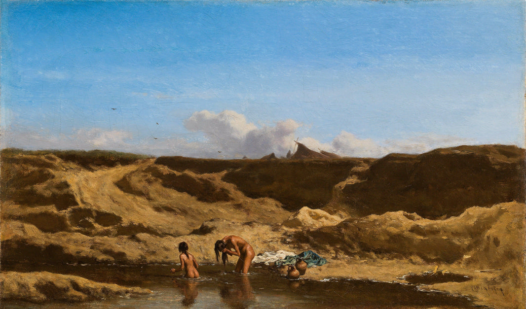 Bathing Gypsies by August von Pettenkofen — hand-painted landscape oil painting reproduction on canvas