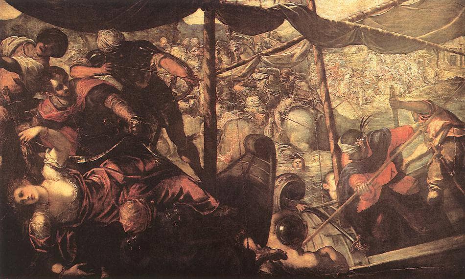 Battle between Turks and Christians by Tintoretto — hand-painted cultural oil painting reproduction on canvas