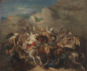 Battle of Arab Horsemen Around a Standard by Theodore Chasseriau — hand-painted cultural oil painting reproduction on canvas