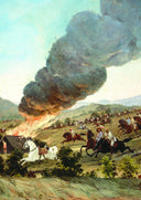 Battle of Carabobo: De La Torre's Headquarters Burns by Martín Tovar y Tovar — rural oil painting wall art, Romanticism
