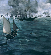 Battle of Kearsage and Alabama by Edouard Manet — hand-painted nautical oil painting reproduction on canvas