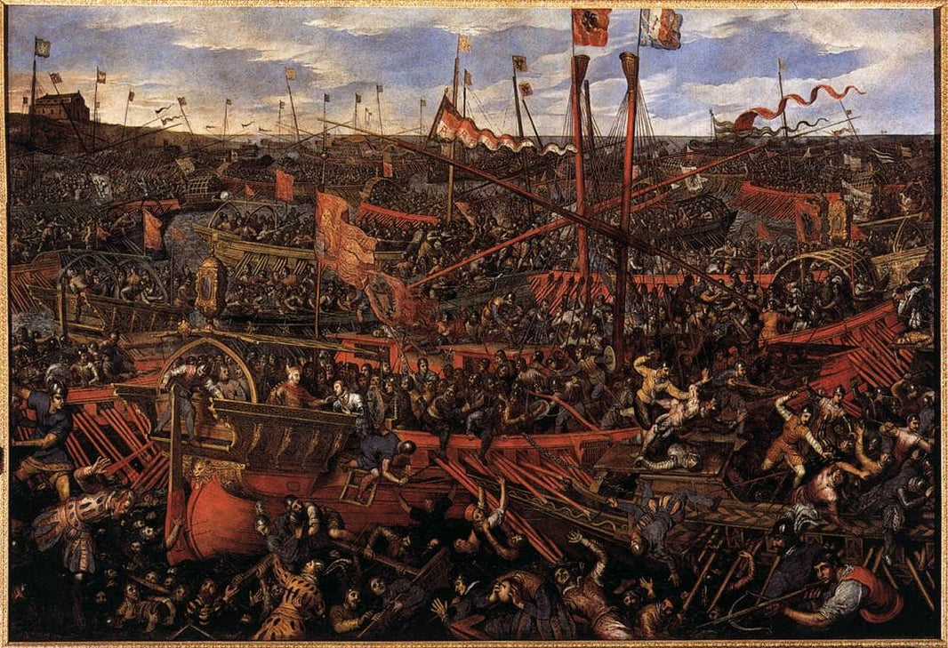 Battle of Salvore by Domenico Tintoretto — hand-painted landscape oil painting reproduction on canvas