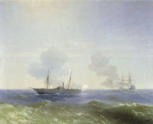 Battle of steamship Vesta and Turkish ironclad - Ivan Aivazovsky