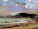 Bay in Livorno. sunset by Nikolai Ge — hand-painted landscape oil painting reproduction on canvas