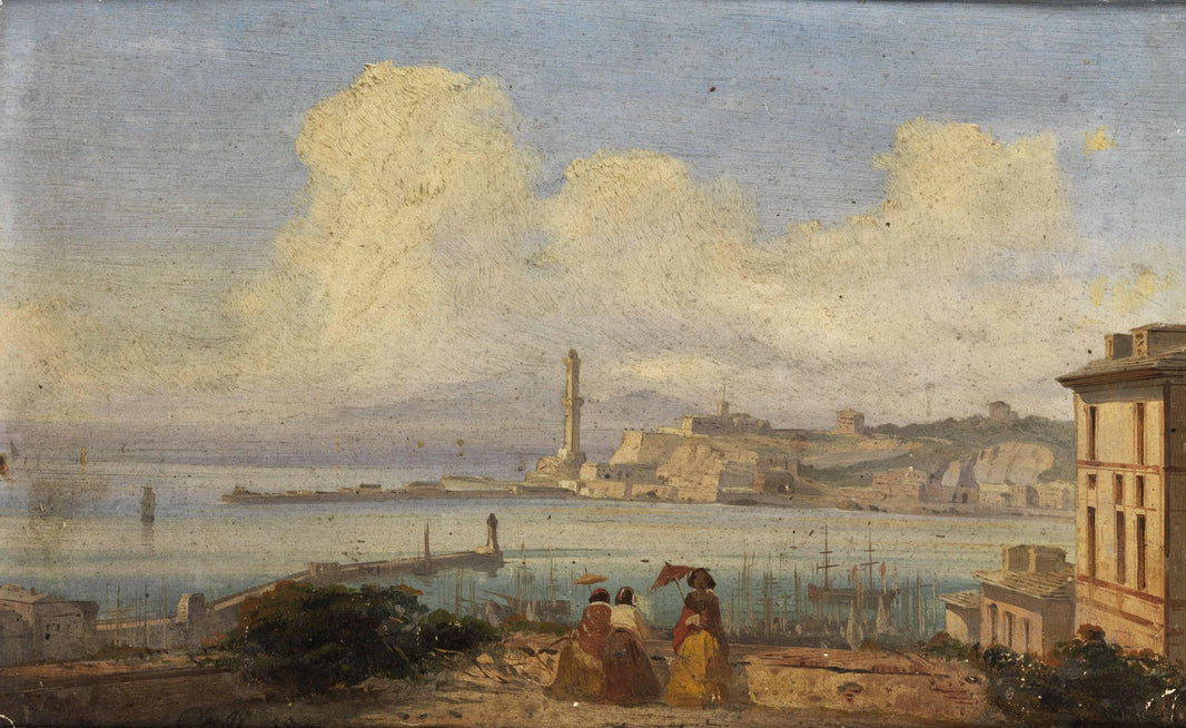 Bay of Naples by Ippolito Caffi — hand-painted landscape oil painting reproduction on canvas