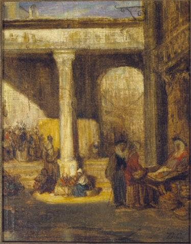 Bazaar in Cairo by Alexandre-Gabriel Decamps — hand-painted architectural oil painting reproduction on canvas