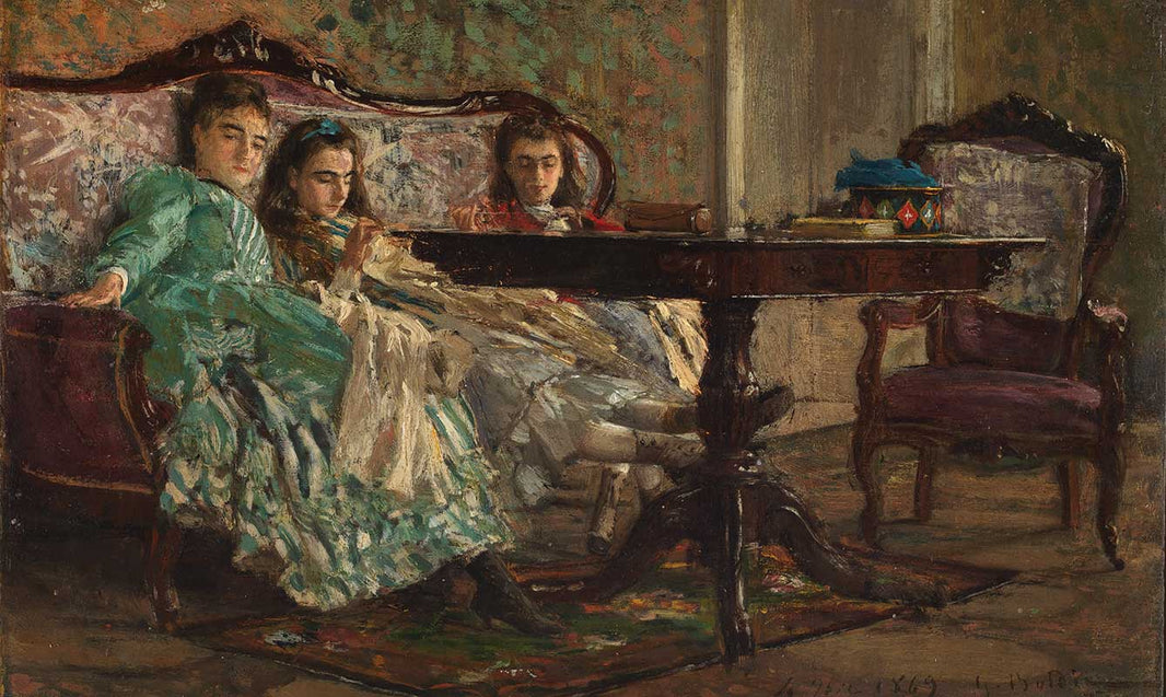 Portrait of the Laskaraki sisters by Giovanni Boldini — hand-painted eco oil painting reproduction on canvas