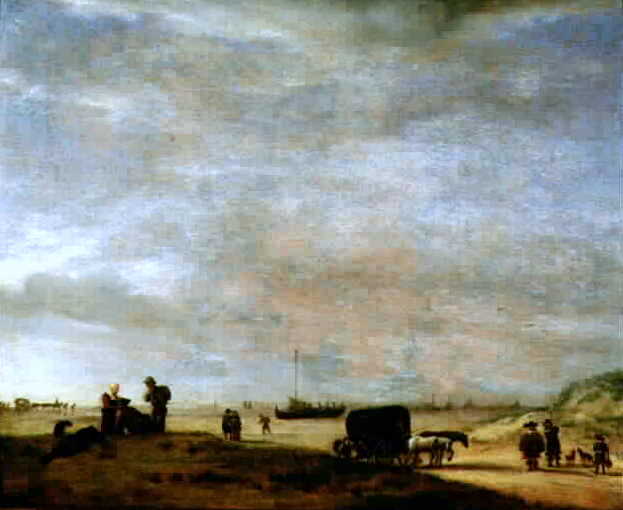 Beach at Scheveningen by Adriaen van de Velde — hand-painted landscape oil painting reproduction on canvas