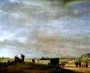 Beach at Scheveningen by Adriaen van de Velde — ships oil painting wall art, Baroque