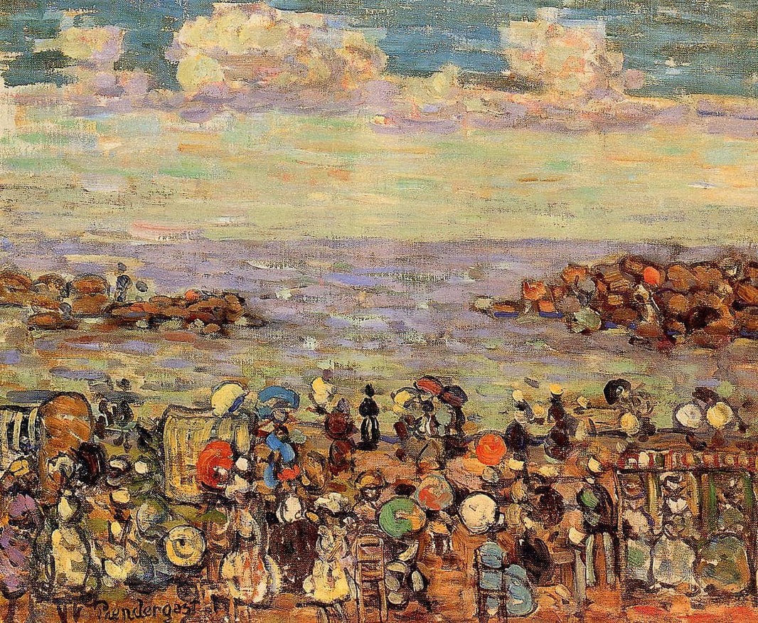 Beach at St. Malo by Maurice Prendergast — hand-painted landscape oil painting reproduction on canvas