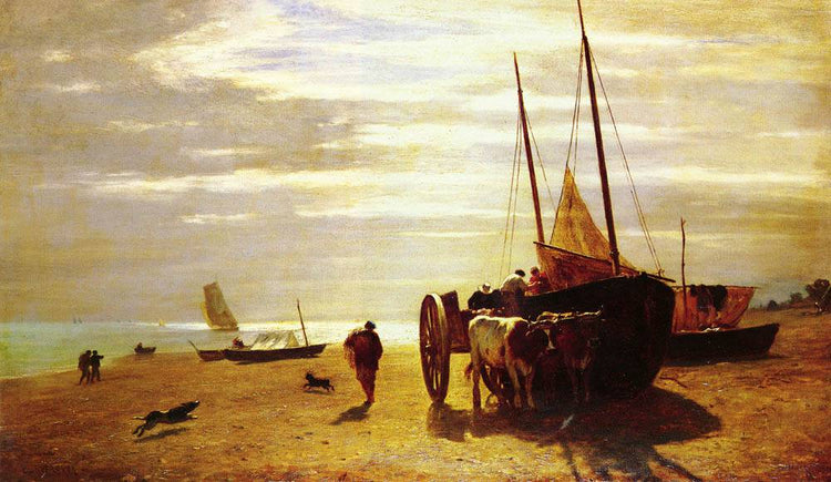 Beach At Trouville - Constant Troyon