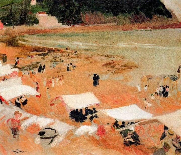 Beach at Zarauz by Joaquín Sorolla — hand-painted landscape oil painting reproduction on canvas
