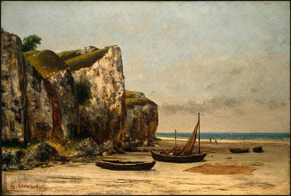 Beach in Normandy by Gustave Courbet — hand-painted landscape oil painting reproduction on canvas