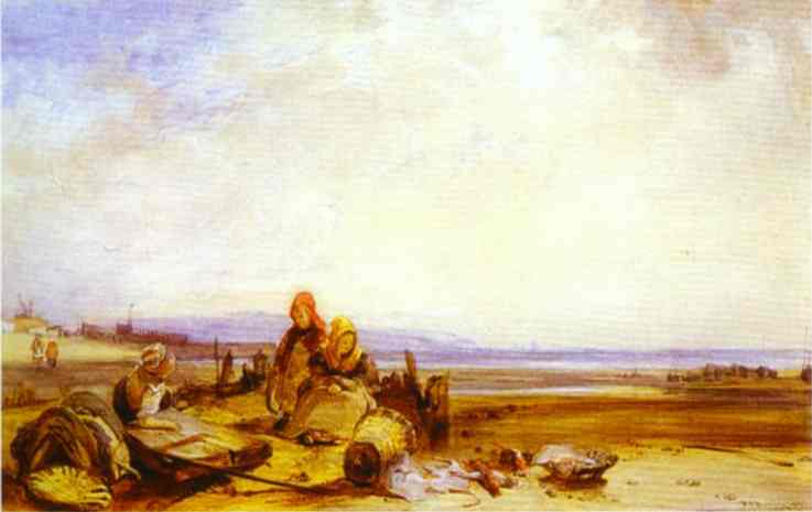 Beach in Normandy by Richard Parkes Bonington — hand-painted landscape oil painting reproduction on canvas