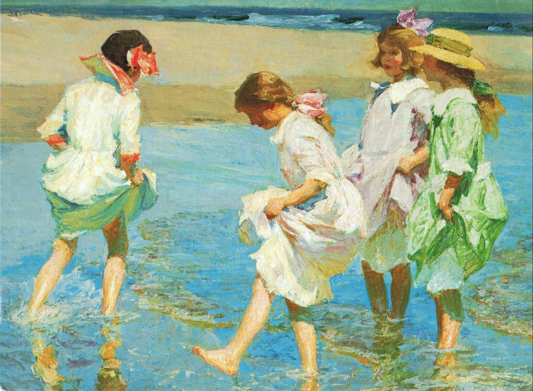 Beach Scene by Edward Henry Potthast — hand-painted landscape oil painting reproduction on canvas