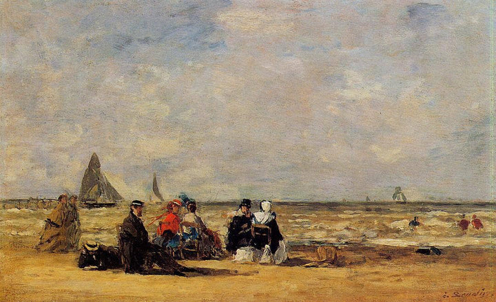 Beach Scene by Eugene Boudin — hand-painted landscape oil painting reproduction on canvas