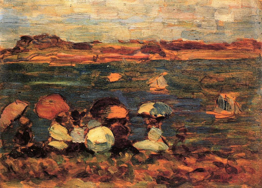 Beach Scene, St. Malo by Maurice Prendergast — hand-painted landscape oil painting reproduction on canvas