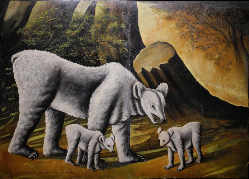 Bear with her cubs on gallery wrap