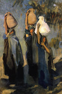Bedouin Women Carrying Water Jars by John Singer Sargent — hand-painted portrait oil painting reproduction on canvas